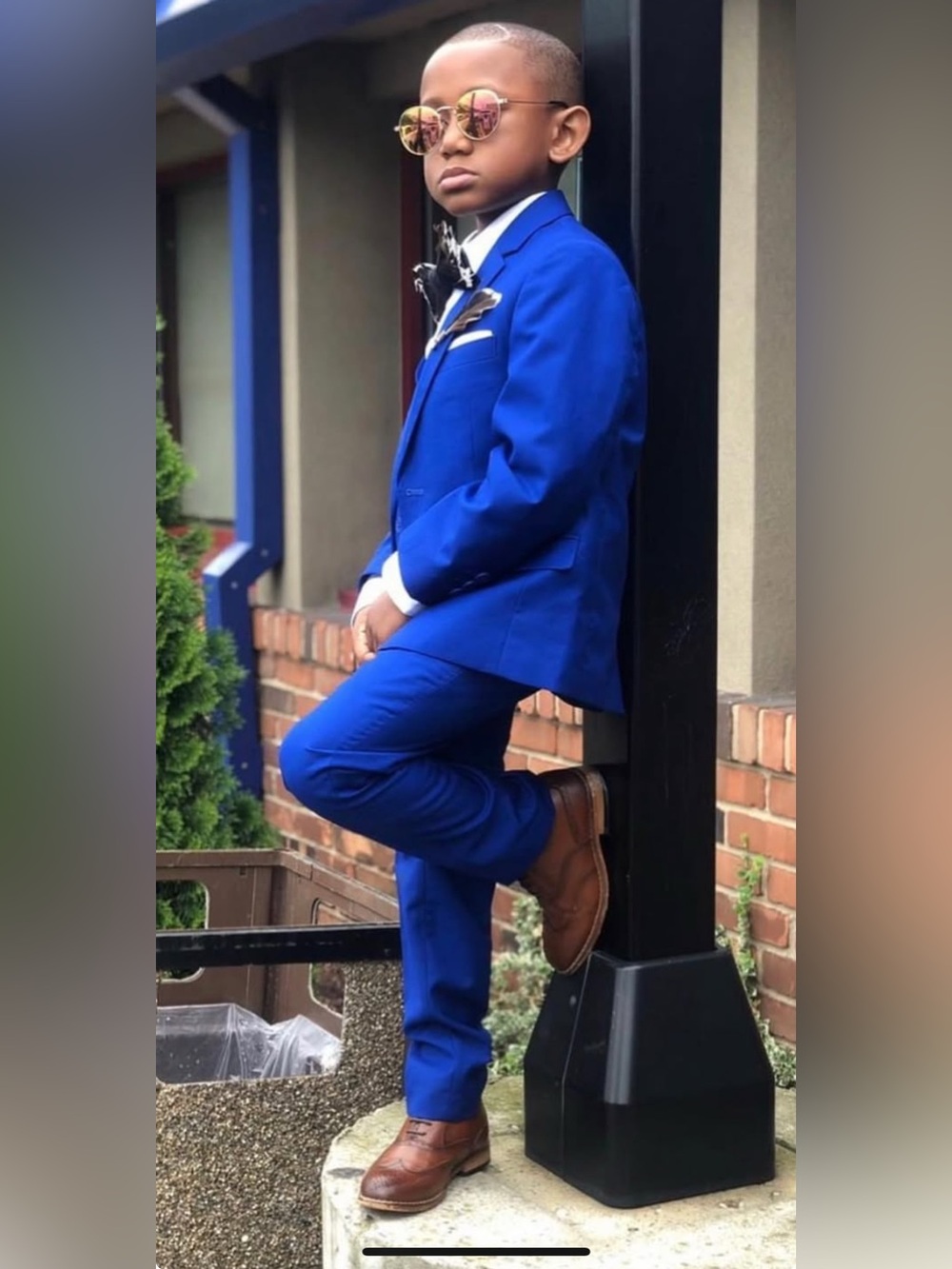 Black N Bianco size 14 Royal Blue 3 piece Suit Jacket, Vest & Pants Set